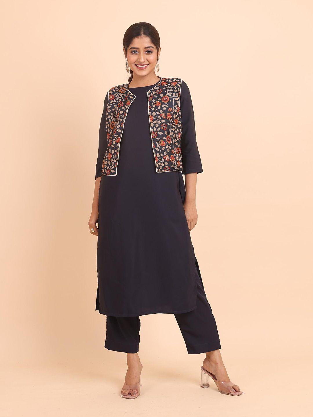 disli women black regular kurta with palazzos