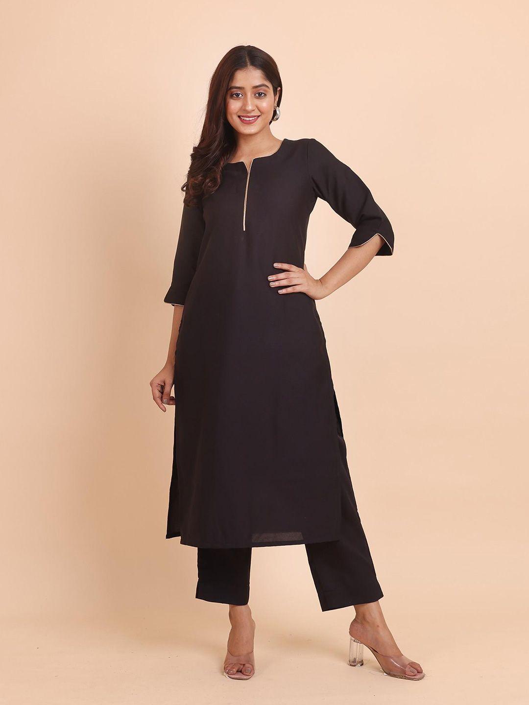 disli women black regular kurta with palazzos