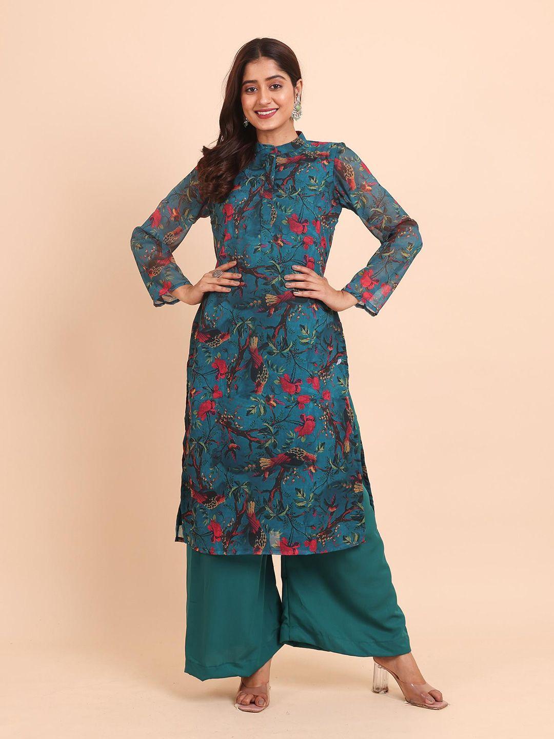 disli women blue regular kurta with palazzos