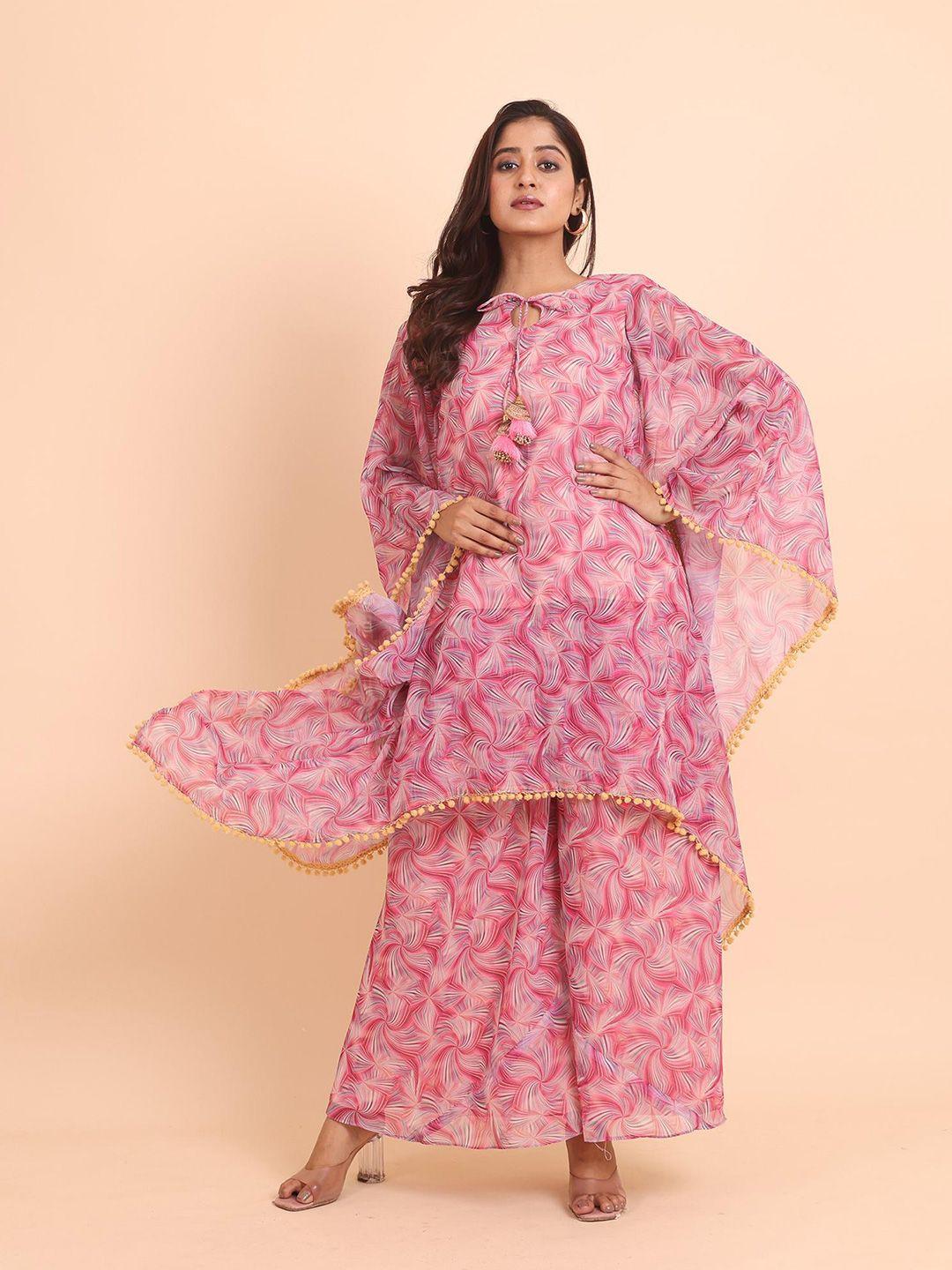 disli women pink regular kurta with palazzos