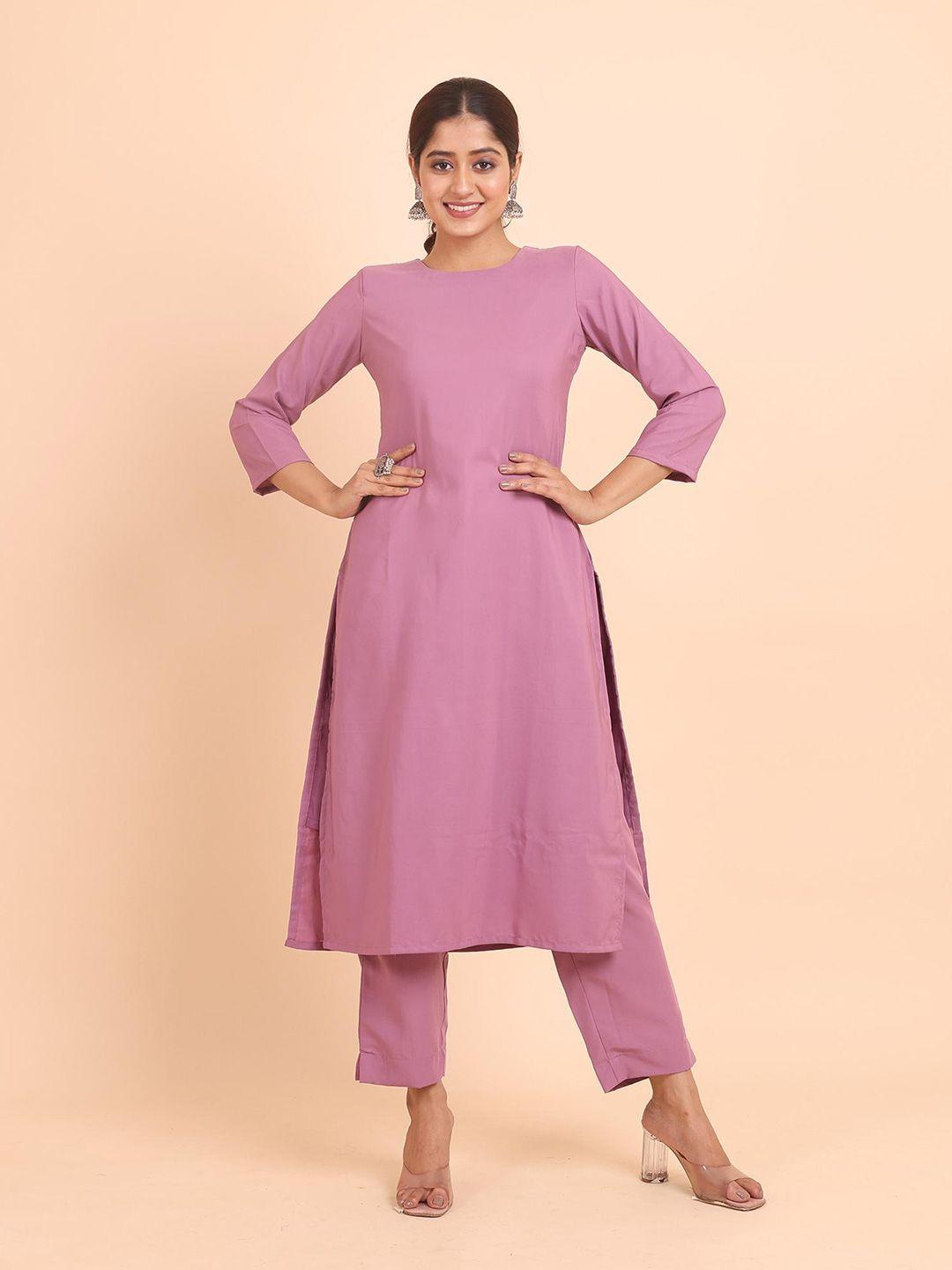 disli women purple regular kurta with palazzos