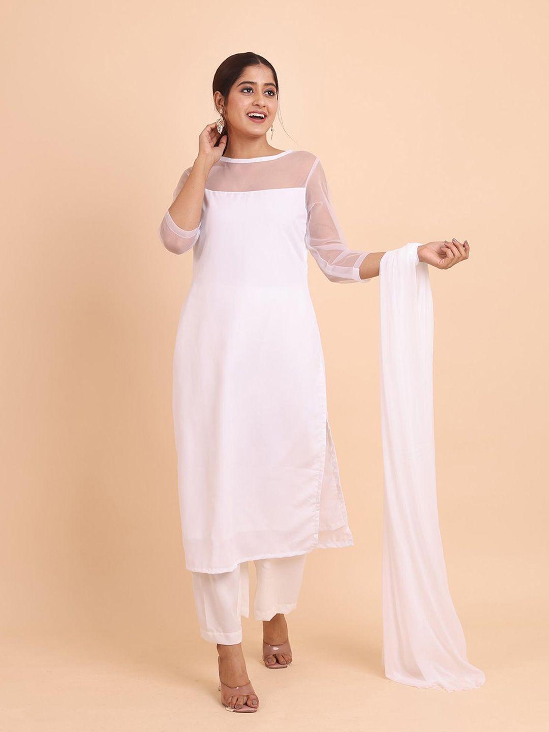 disli women white regular kurta with palazzos