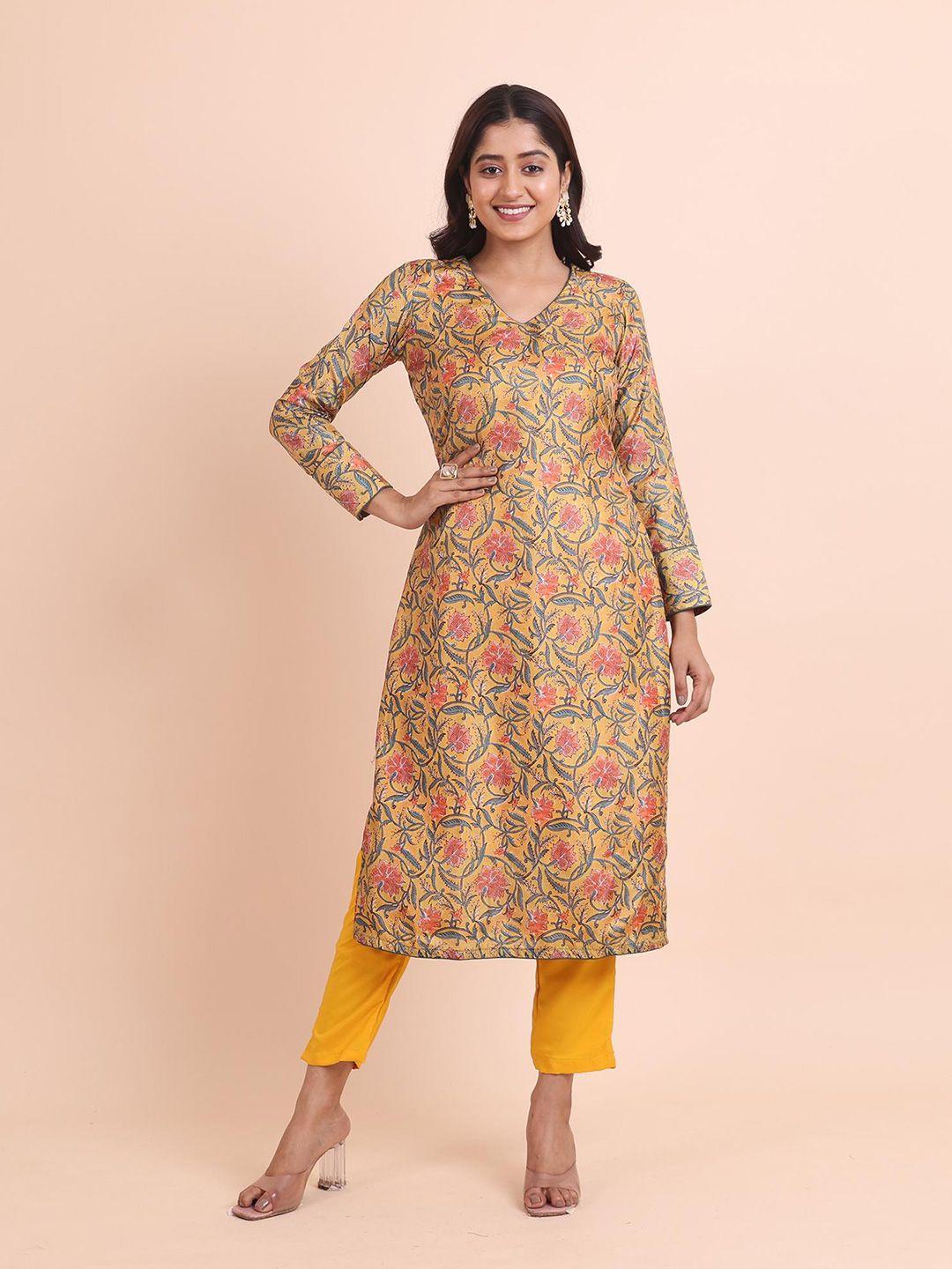 disli women yellow regular kurta with palazzos