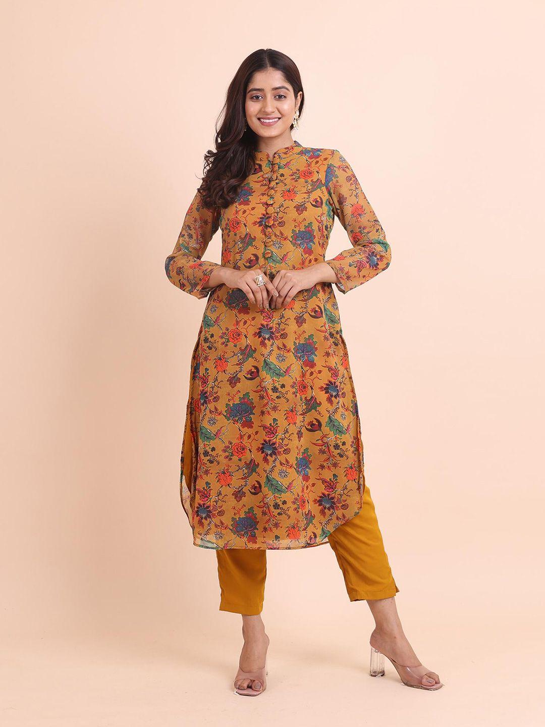 disli women yellow regular kurta with palazzos