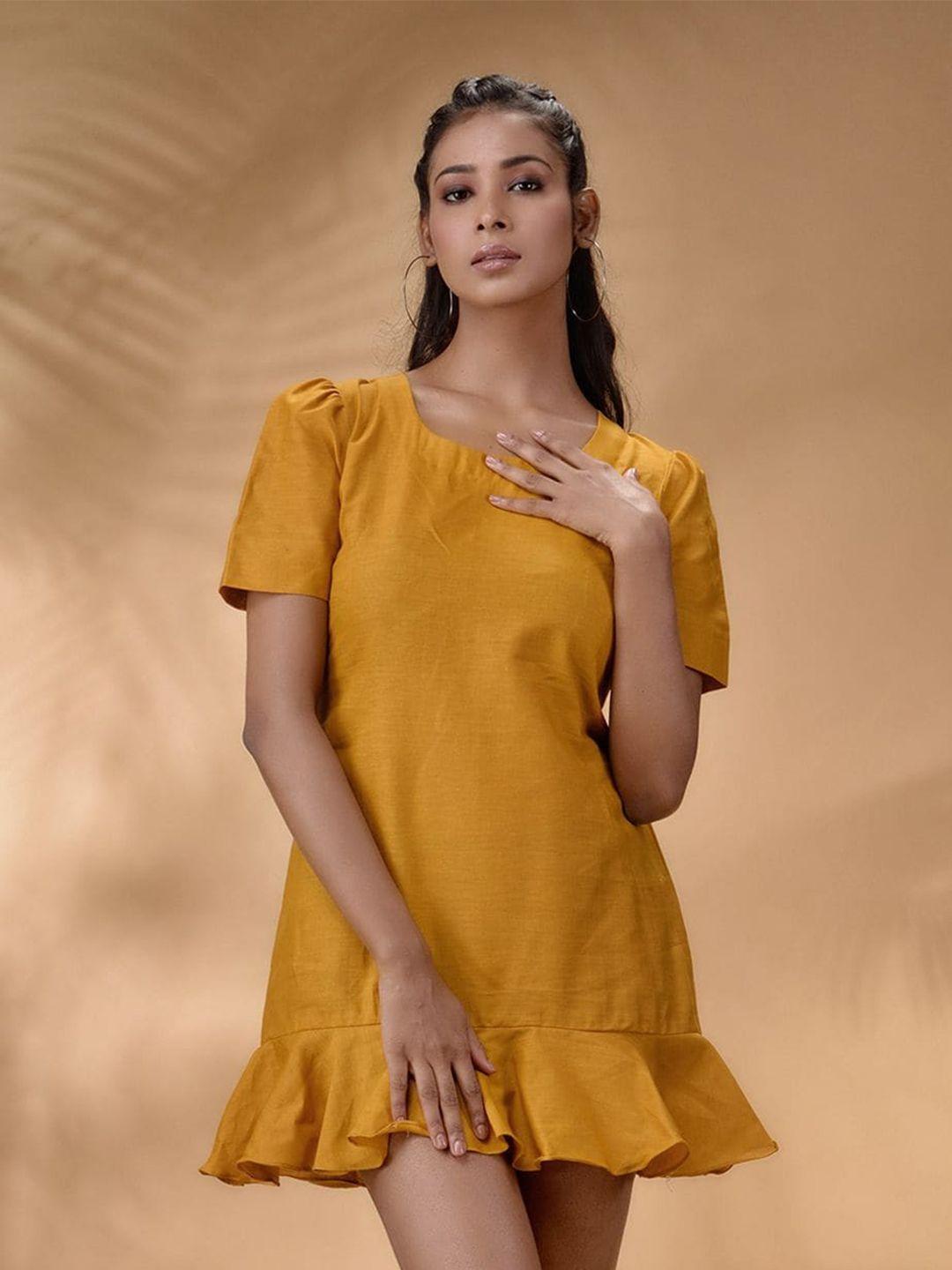 disli yellow & gold a-line mini dress