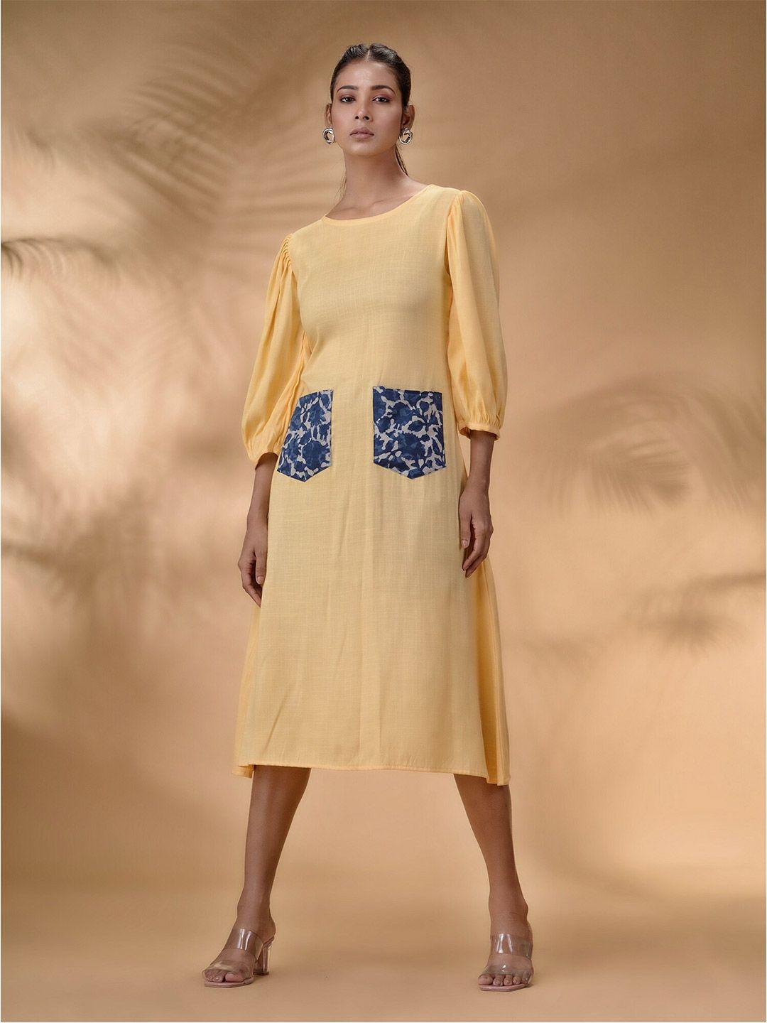 disli yellow a-line midi dress
