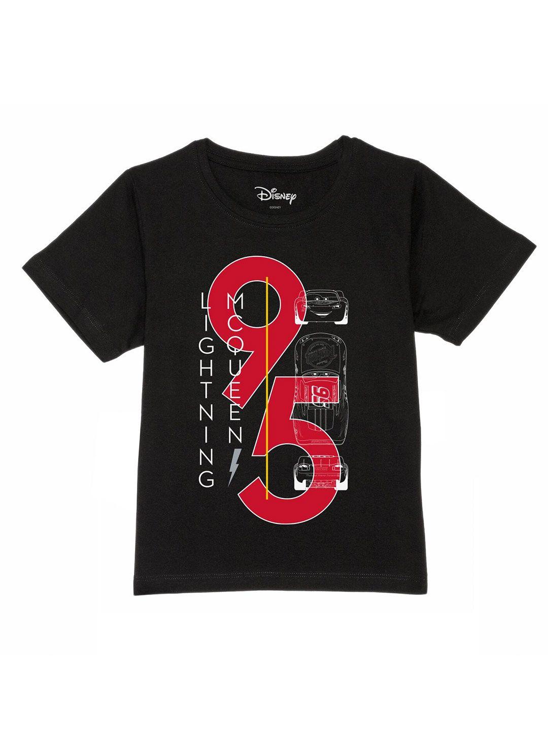 disney by wear your mind boys black & red cars printed pure cotton t-shirt