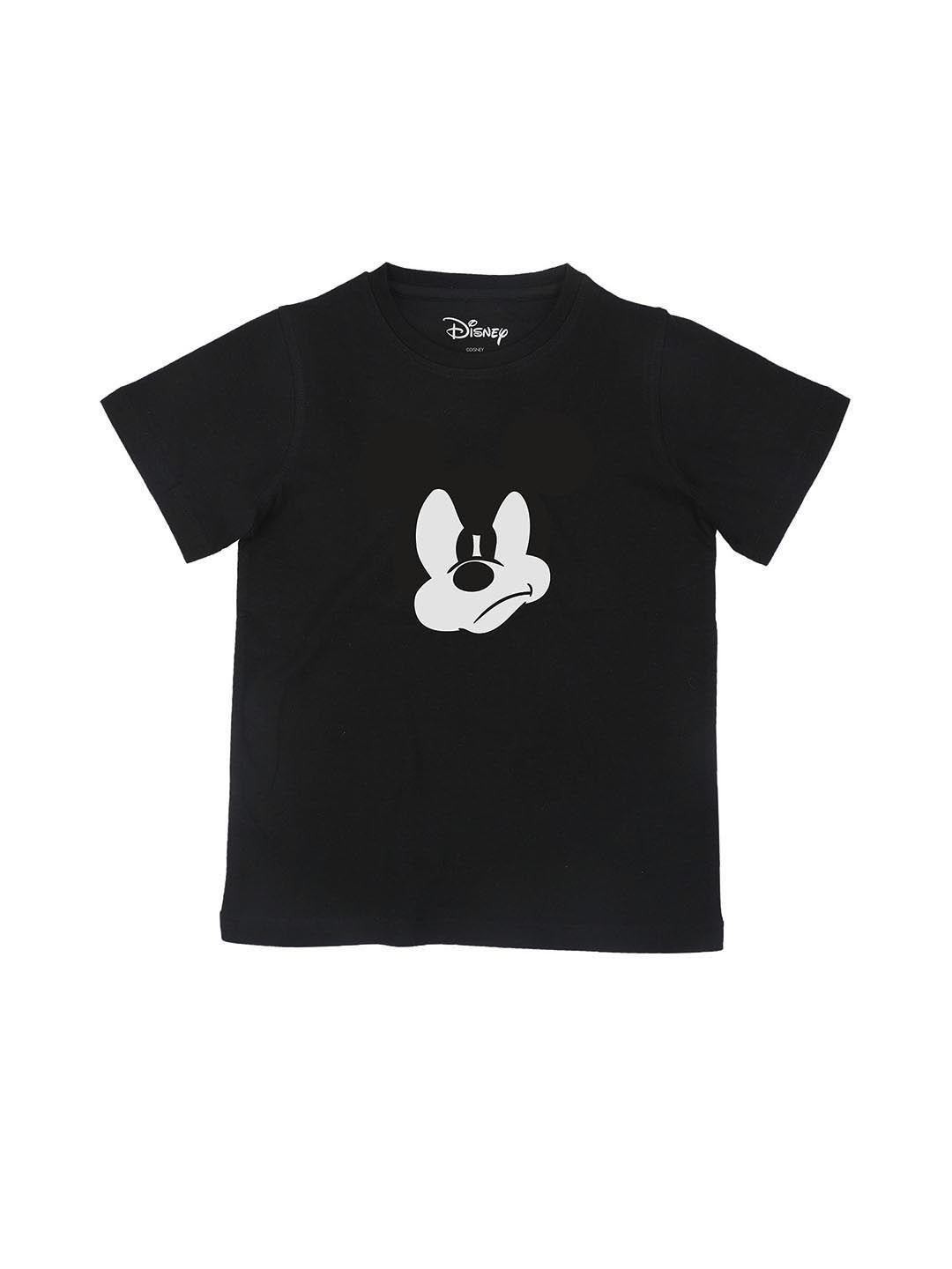 disney by wear your mind boys black & white mickey mouse printed t-shirt