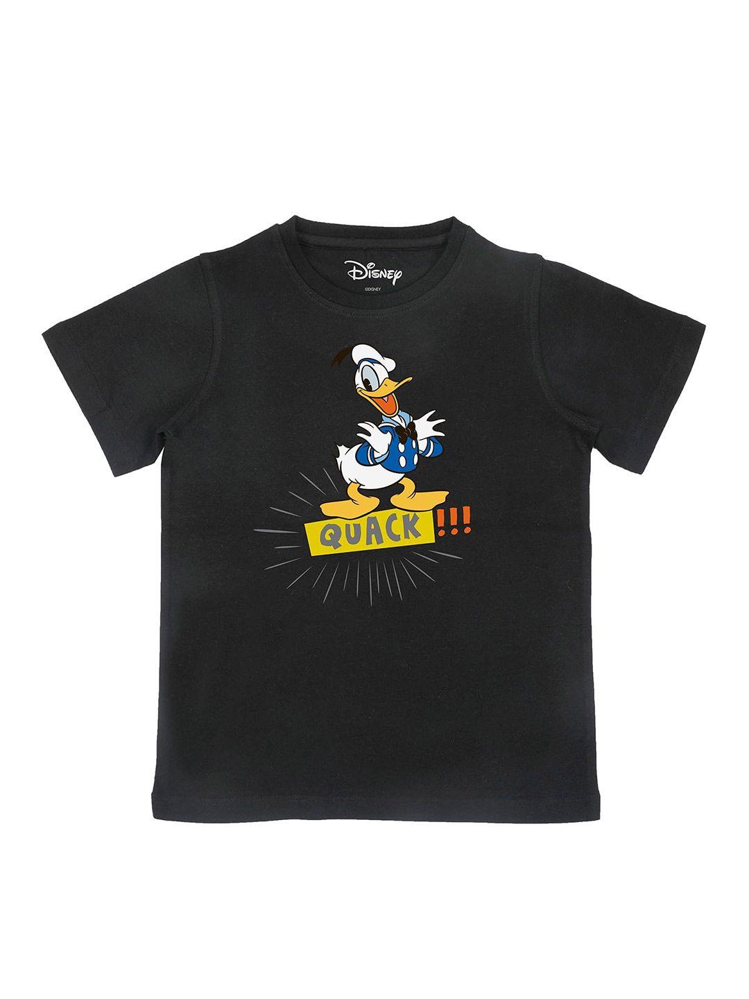 disney by wear your mind boys black donald duck printed applique t-shirt