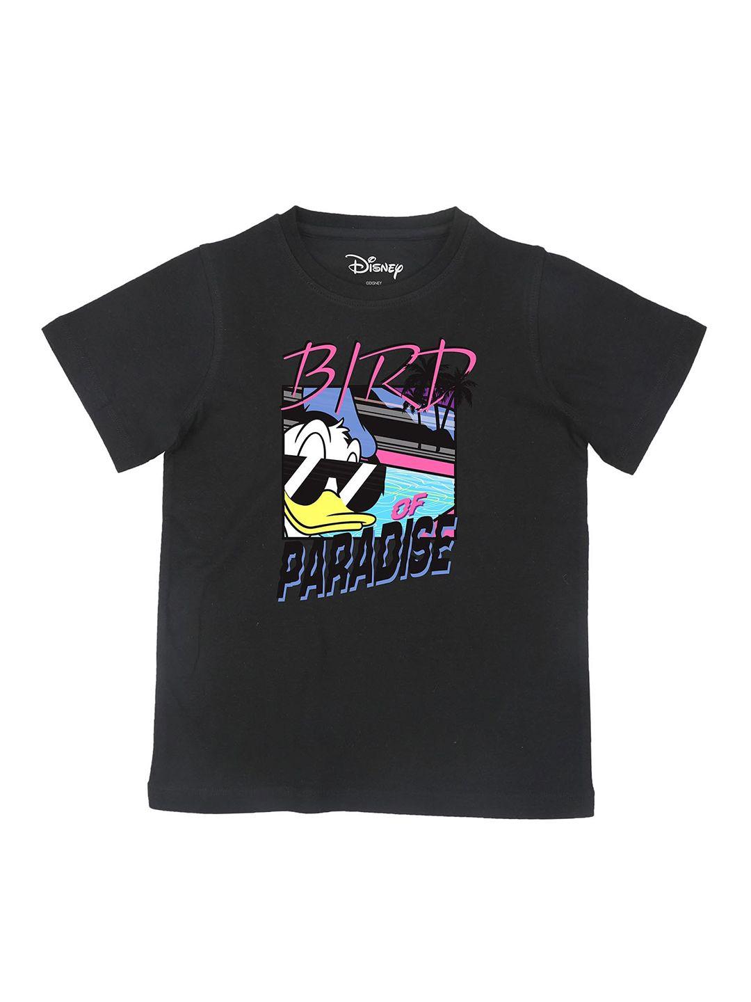 disney by wear your mind boys black pure cotton graphic printed casual t-shirt