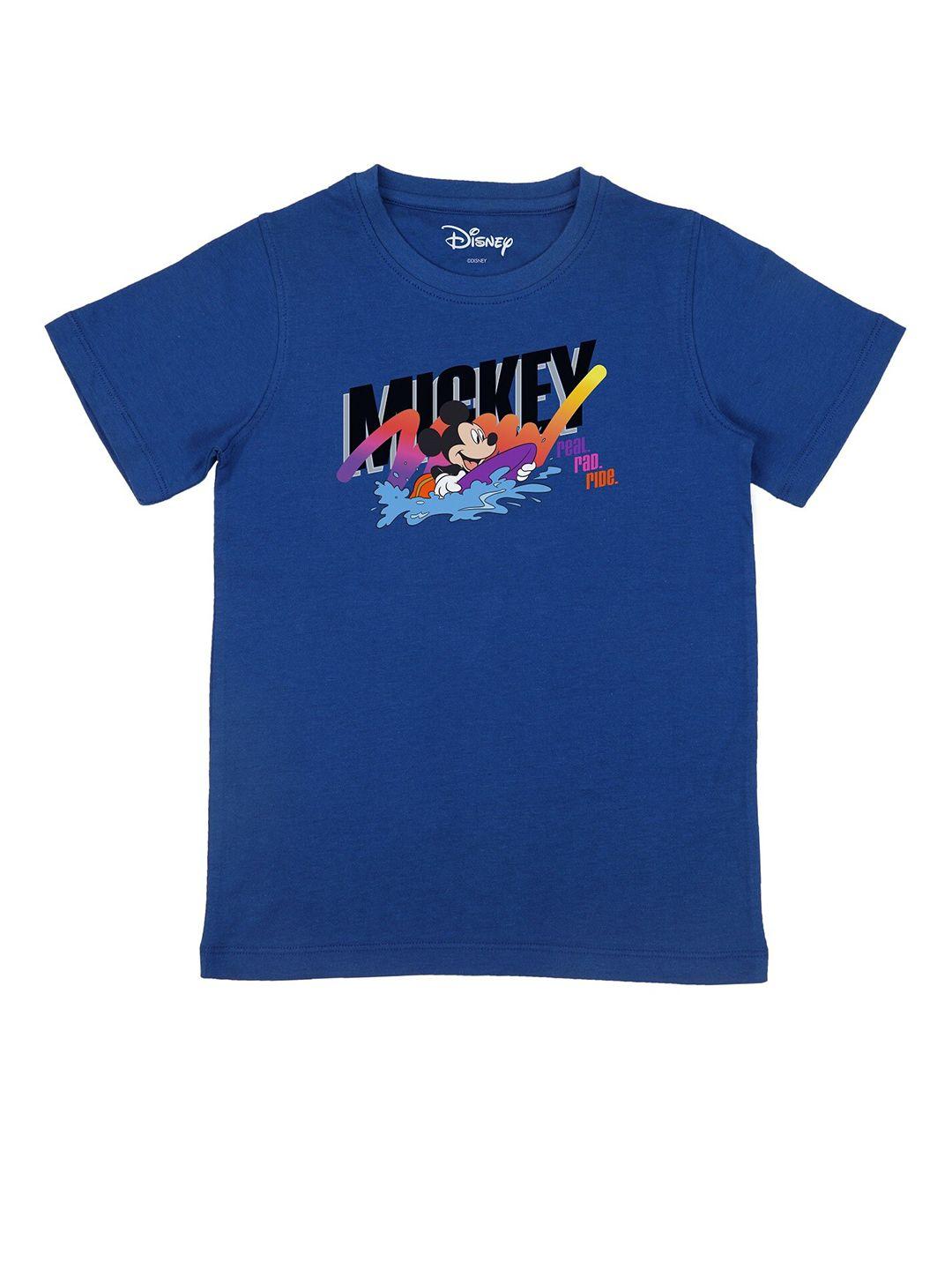 disney by wear your mind boys blue mickey mouse printed cotton t-shirt