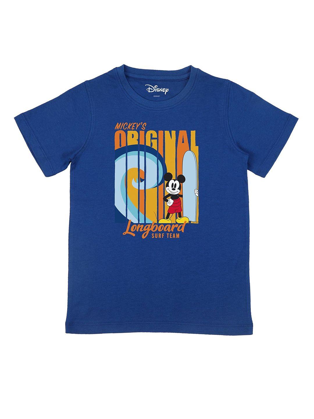 disney by wear your mind boys blue printed round neck cotton t-shirt