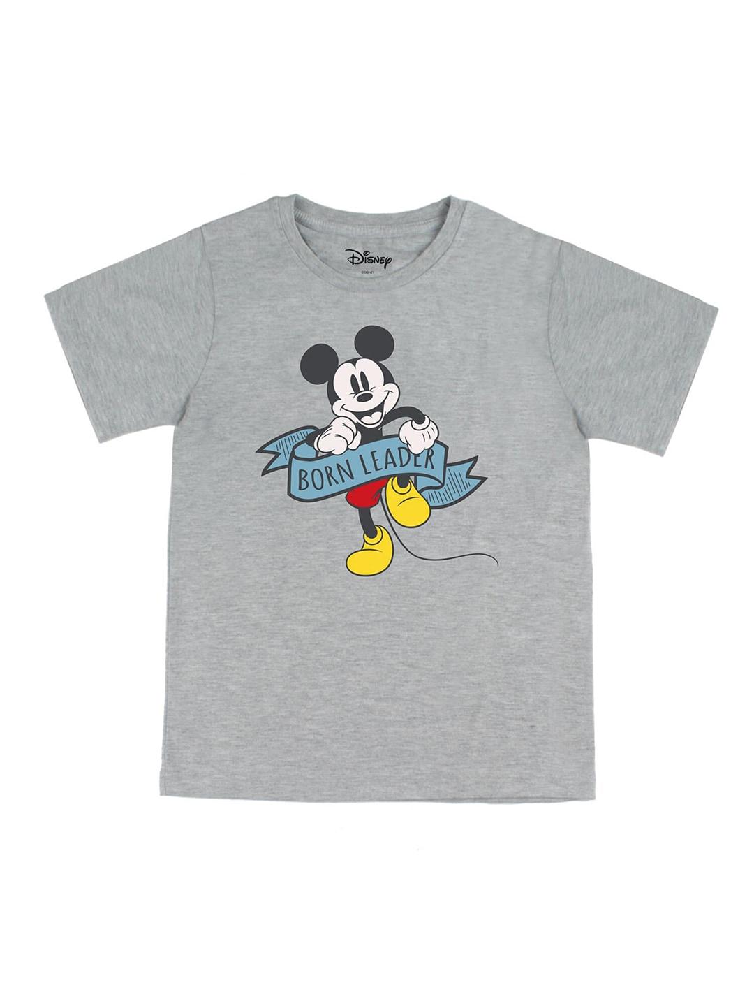 disney by wear your mind boys grey mickey mouse printed t-shirt