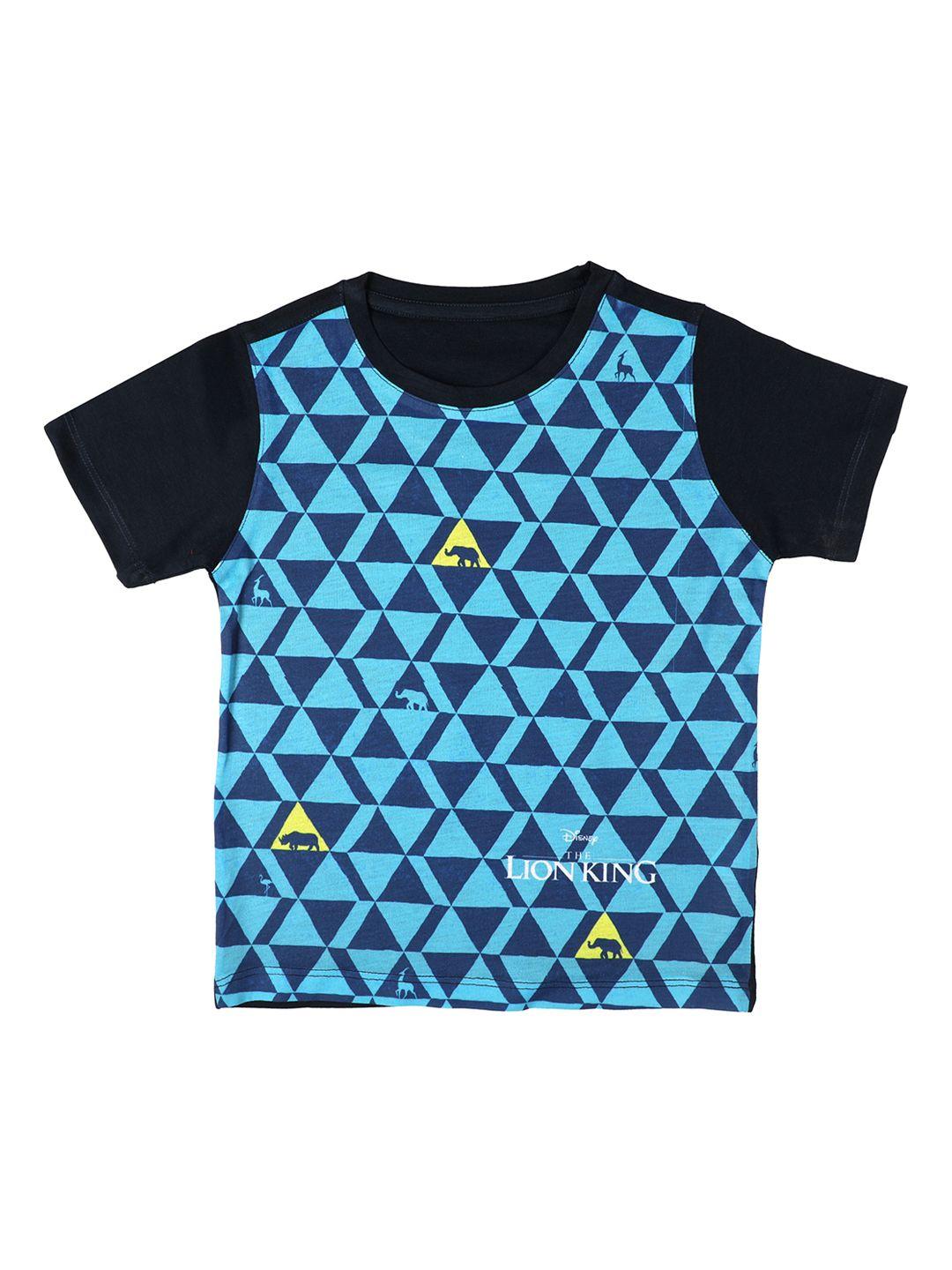 disney by wear your mind boys navy blue printed round neck t-shirt