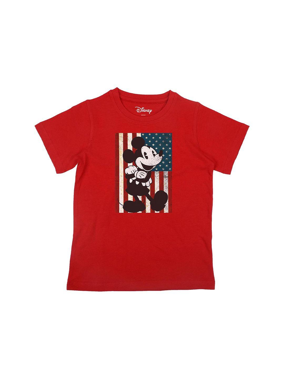 disney by wear your mind boys red mickey mouse printed cotton t-shirt