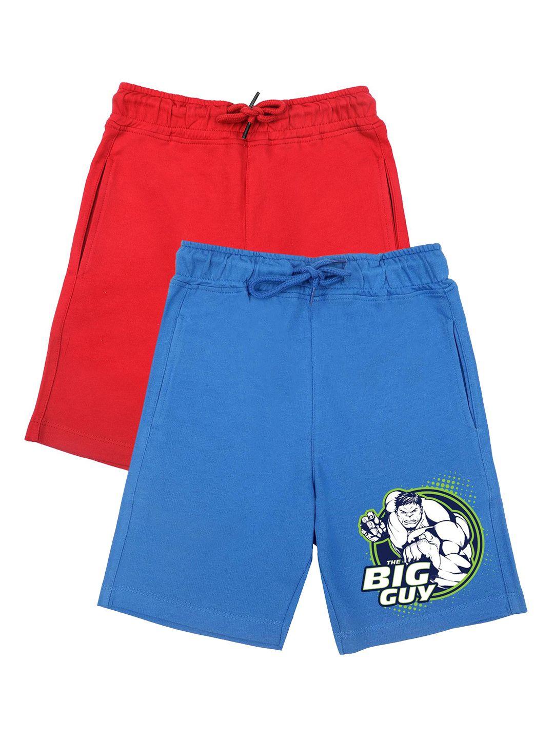 disney by wear your mind boys set of 2 blue & red printed mickey mouse shorts