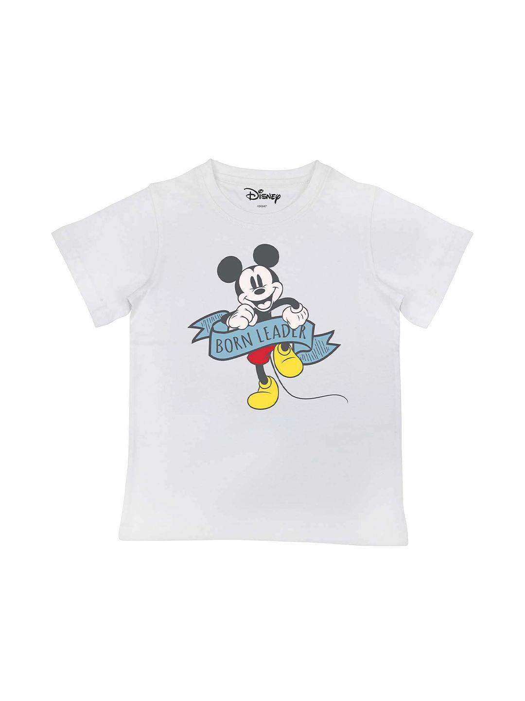 disney by wear your mind boys white mickey mouse printed cotton t-shirt