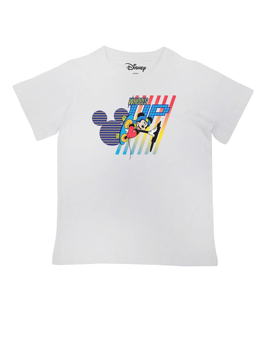 disney by wear your mind boys white printed v-neck t-shirt