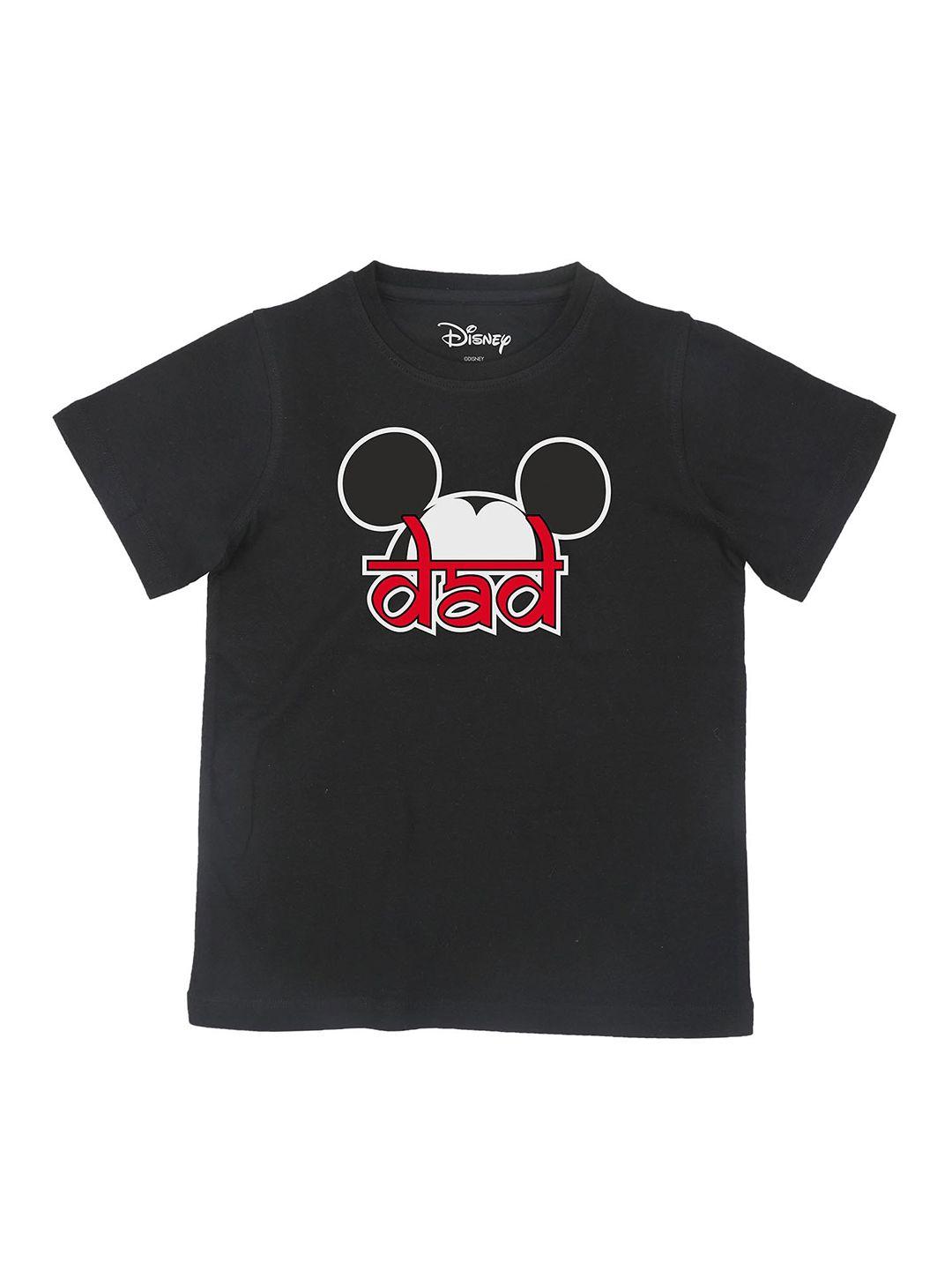 disney by wear your mind boys black mickey mouse printed pure cotton t-shirt
