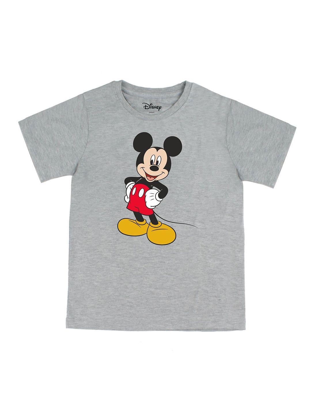 disney by wear your mind boys grey  black mickey mouse printed cotton pure cotton t-shirt