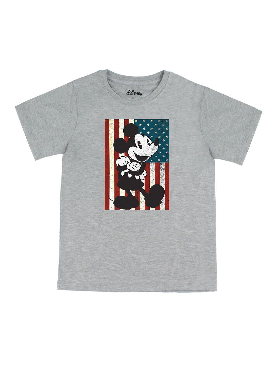 disney by wear your mind boys grey  red mickey mouse printed cotton pure cotton t-shirt