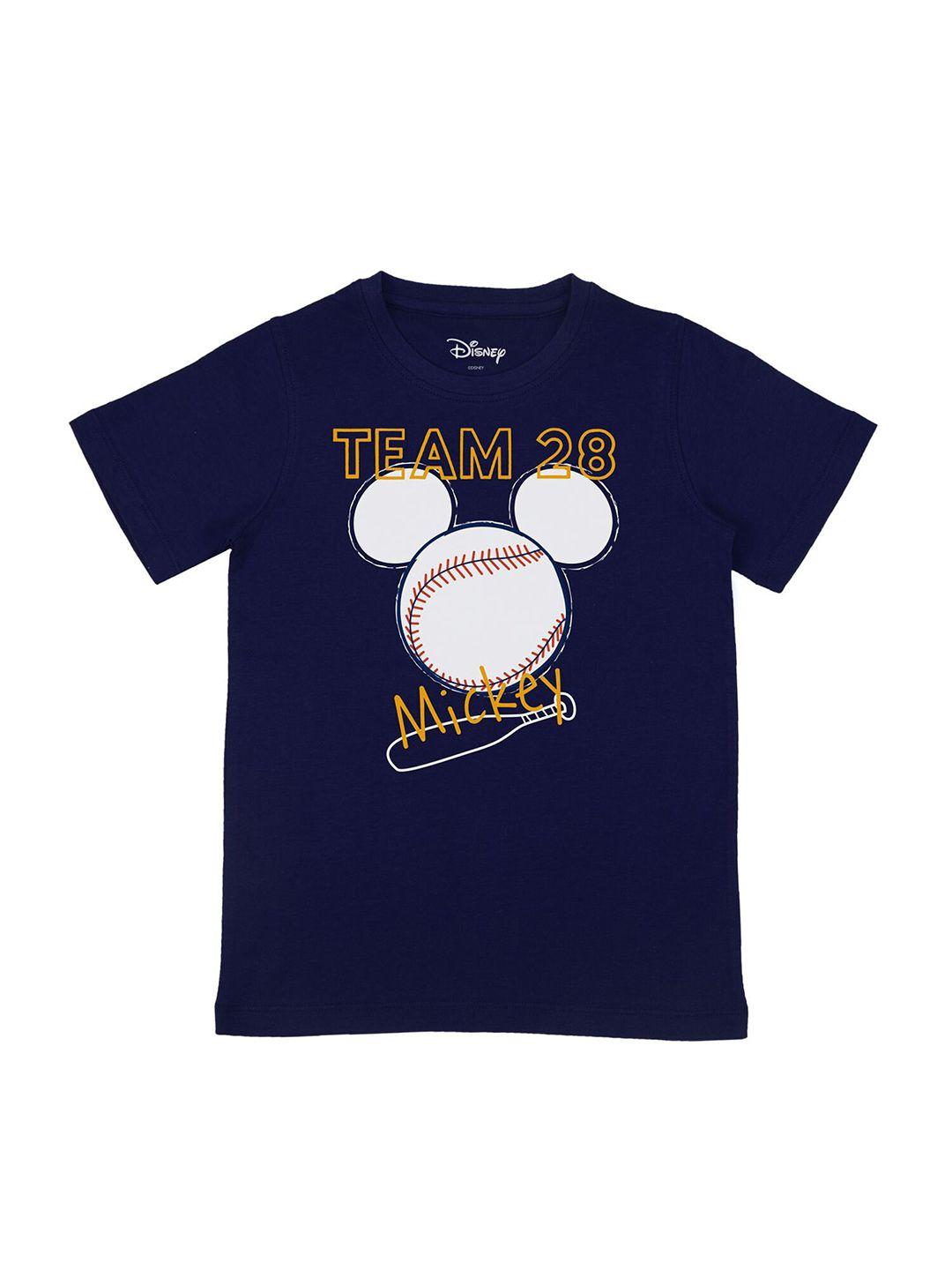 disney by wear your mind boys navy blue mickey mouse printed t-shirt