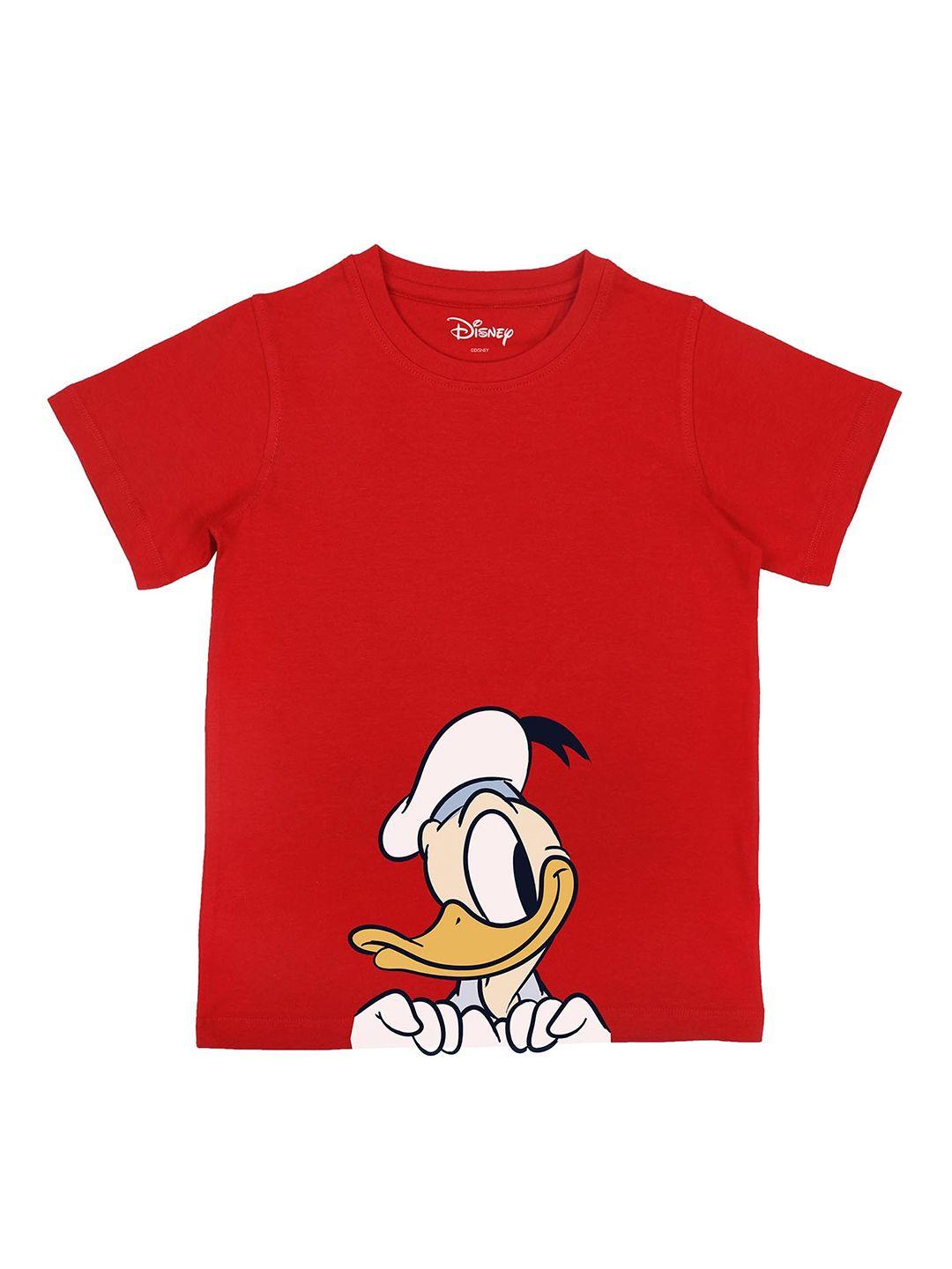 disney by wear your mind boys red donald duck printed cotton pure cotton t-shirt