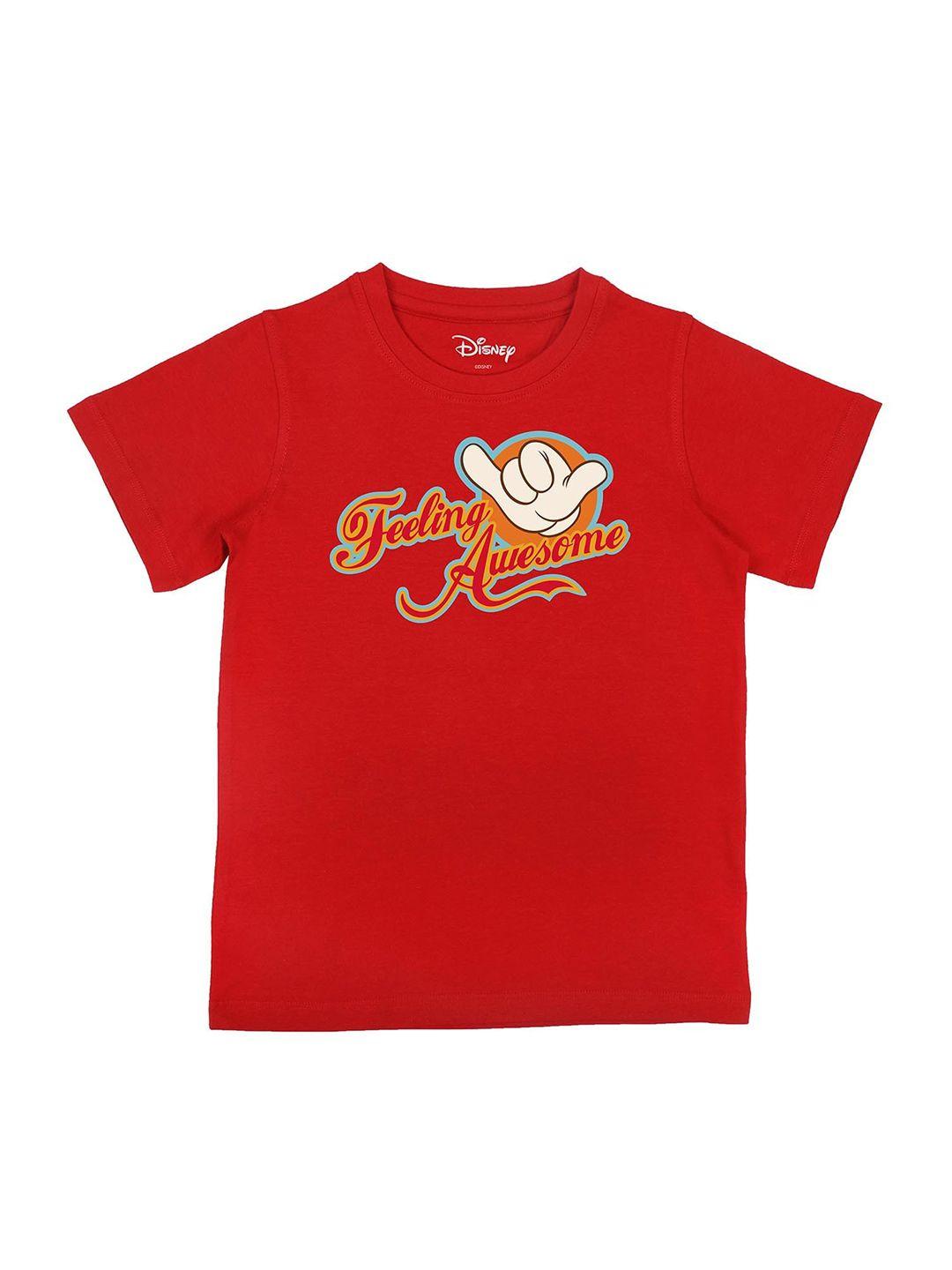 disney by wear your mind boys red mickey mouse family printed t-shirt