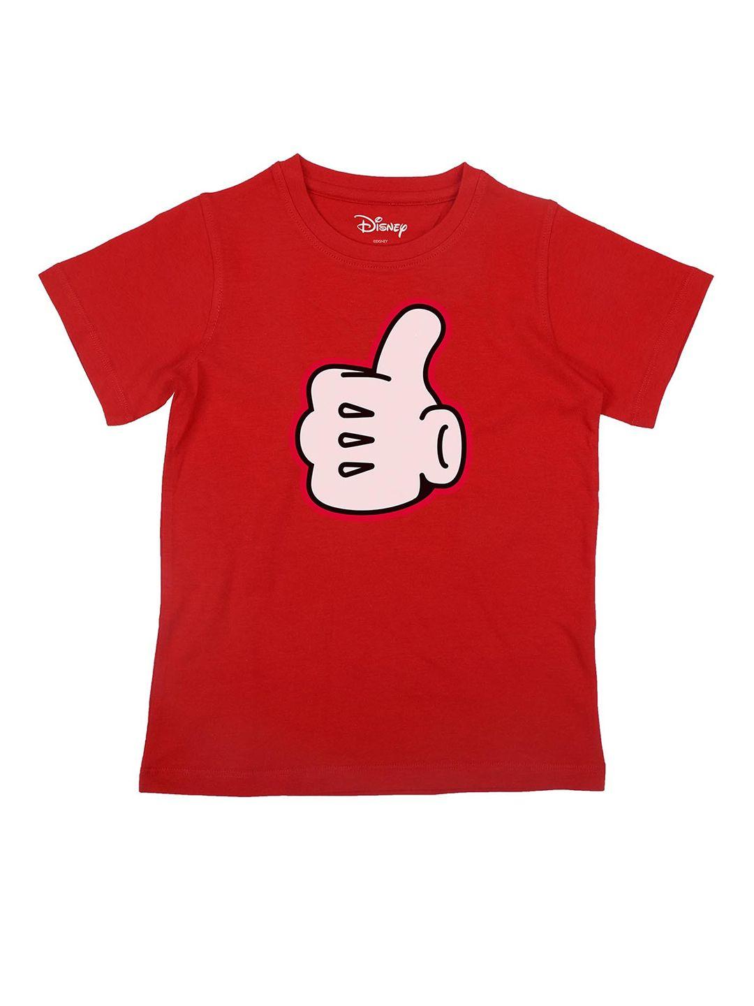 disney by wear your mind boys red printed cotton pure cotton t-shirt
