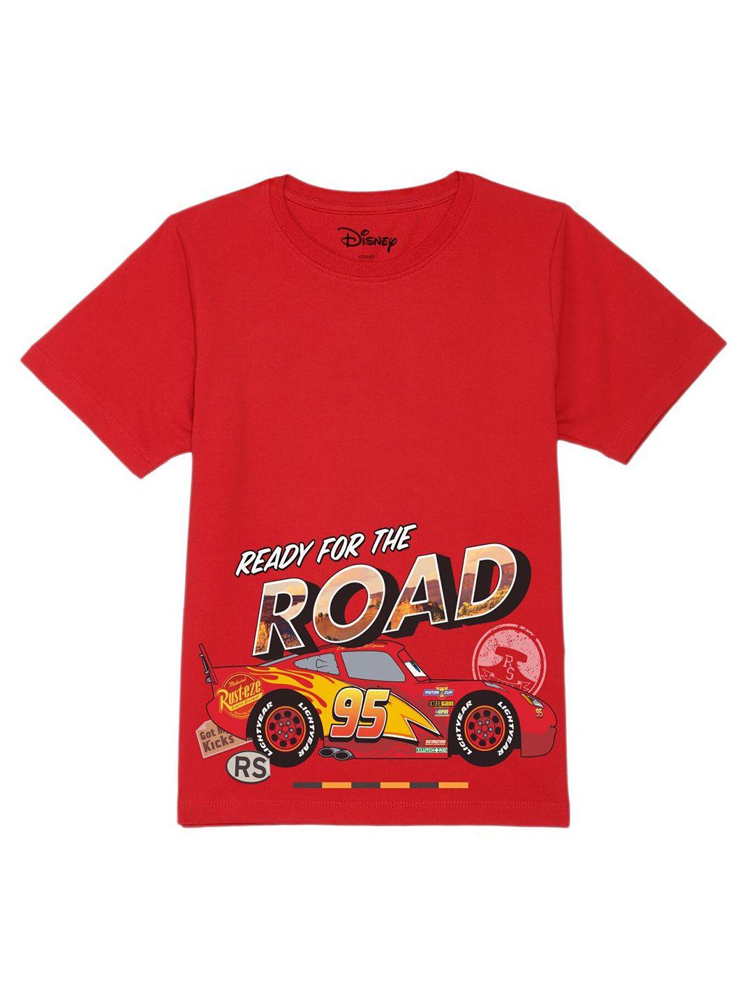disney by wear your mind boys red printed t-shirt
