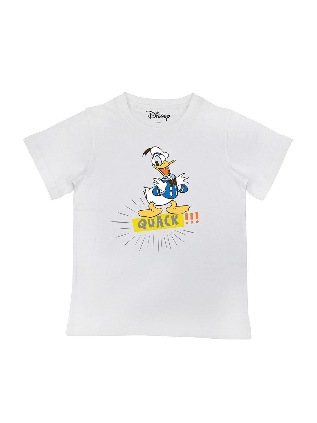 disney by wear your mind boys white donald duck printed pure cotton t-shirt