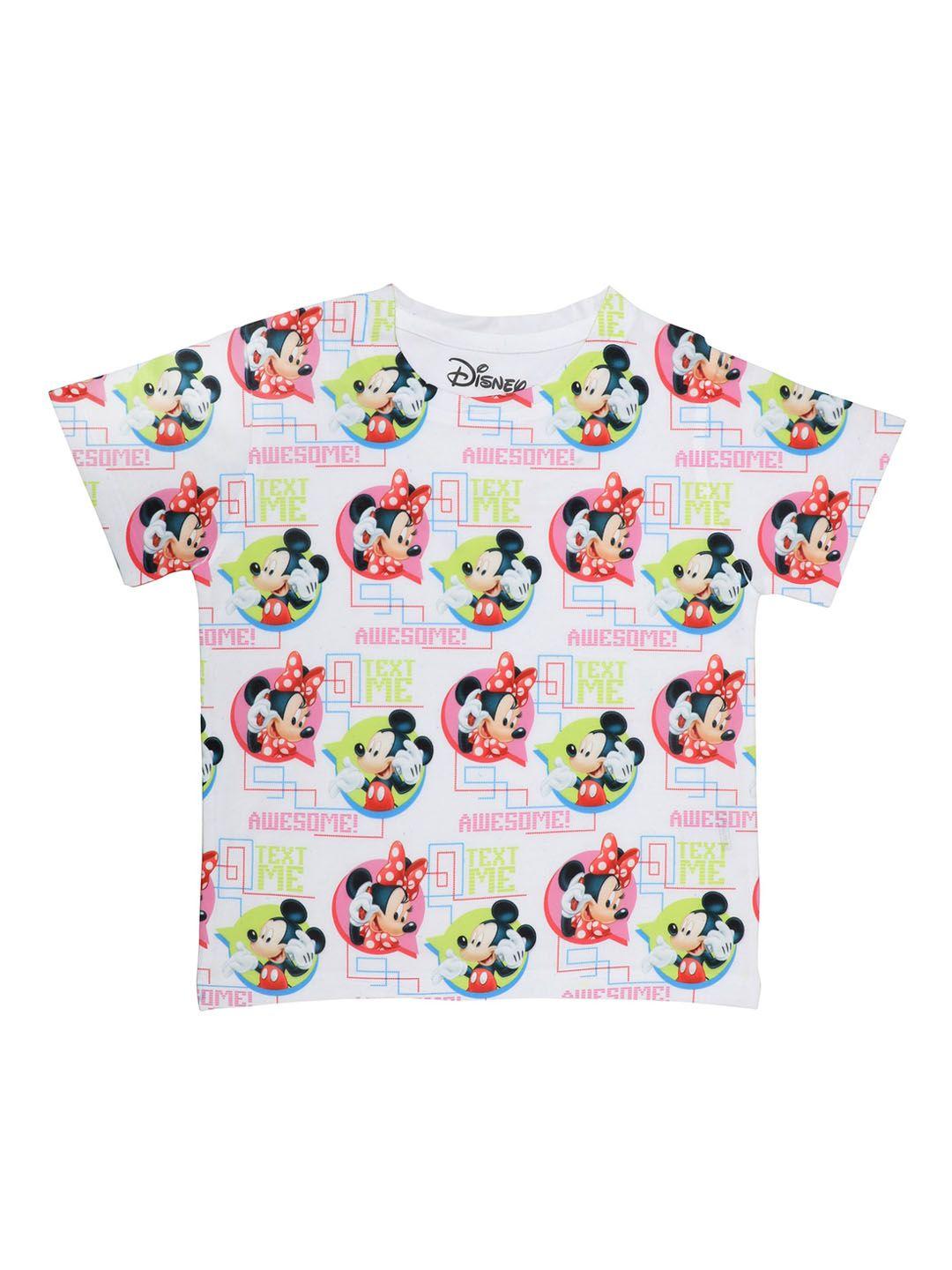 disney by wear your mind boys white mickey mouse printed round neck t-shirt