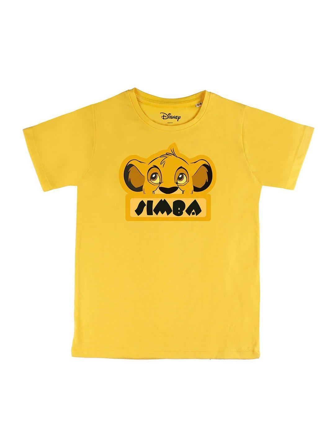 disney by wear your mind boys yellow printed applique t-shirt