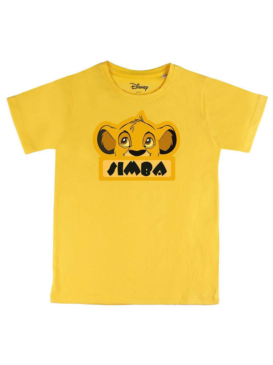 disney by wear your mind boys yellow simba printed t-shirt