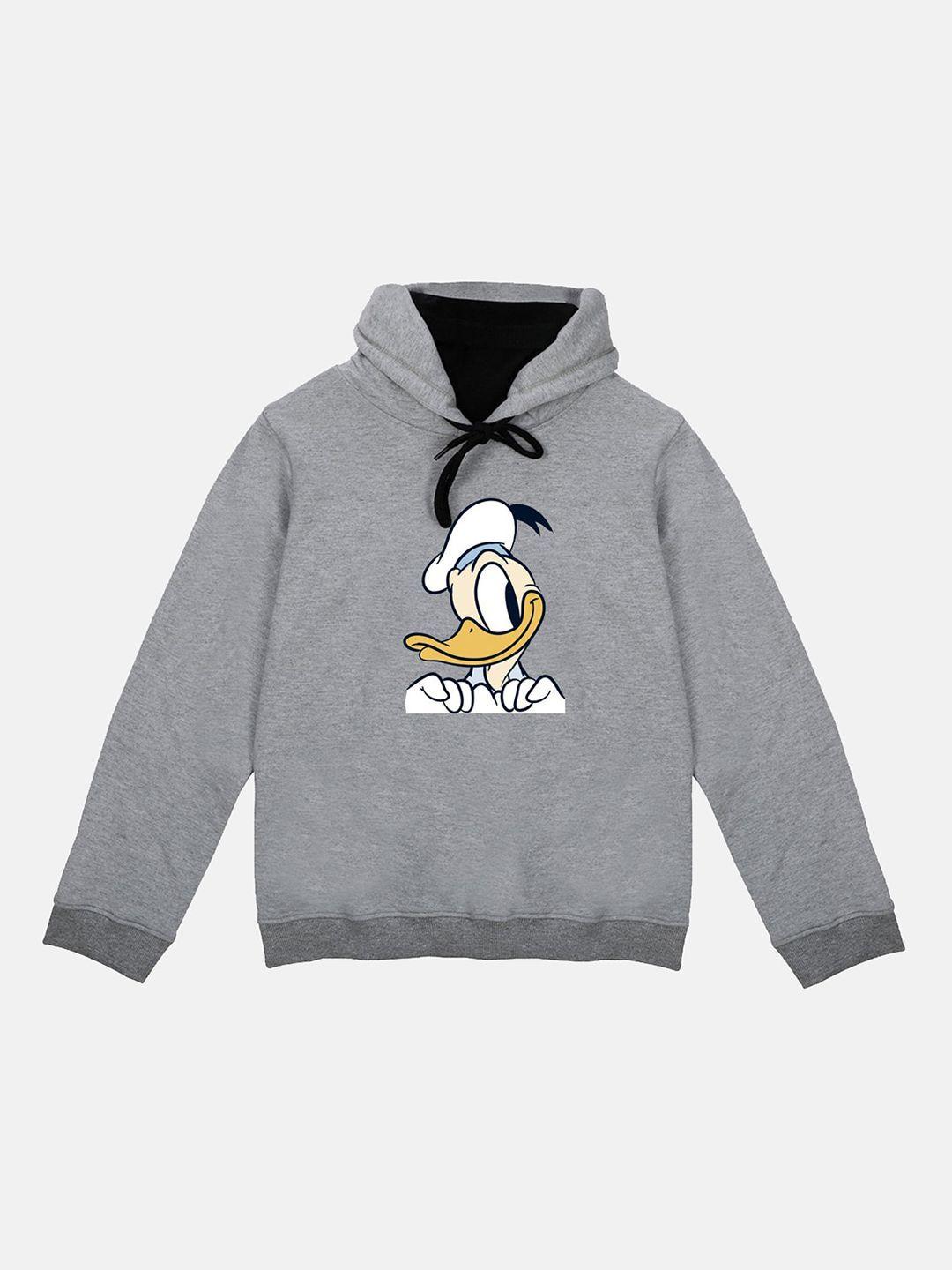 disney by wear your mind kids grey & white donald duck printed hooded sweatshirt