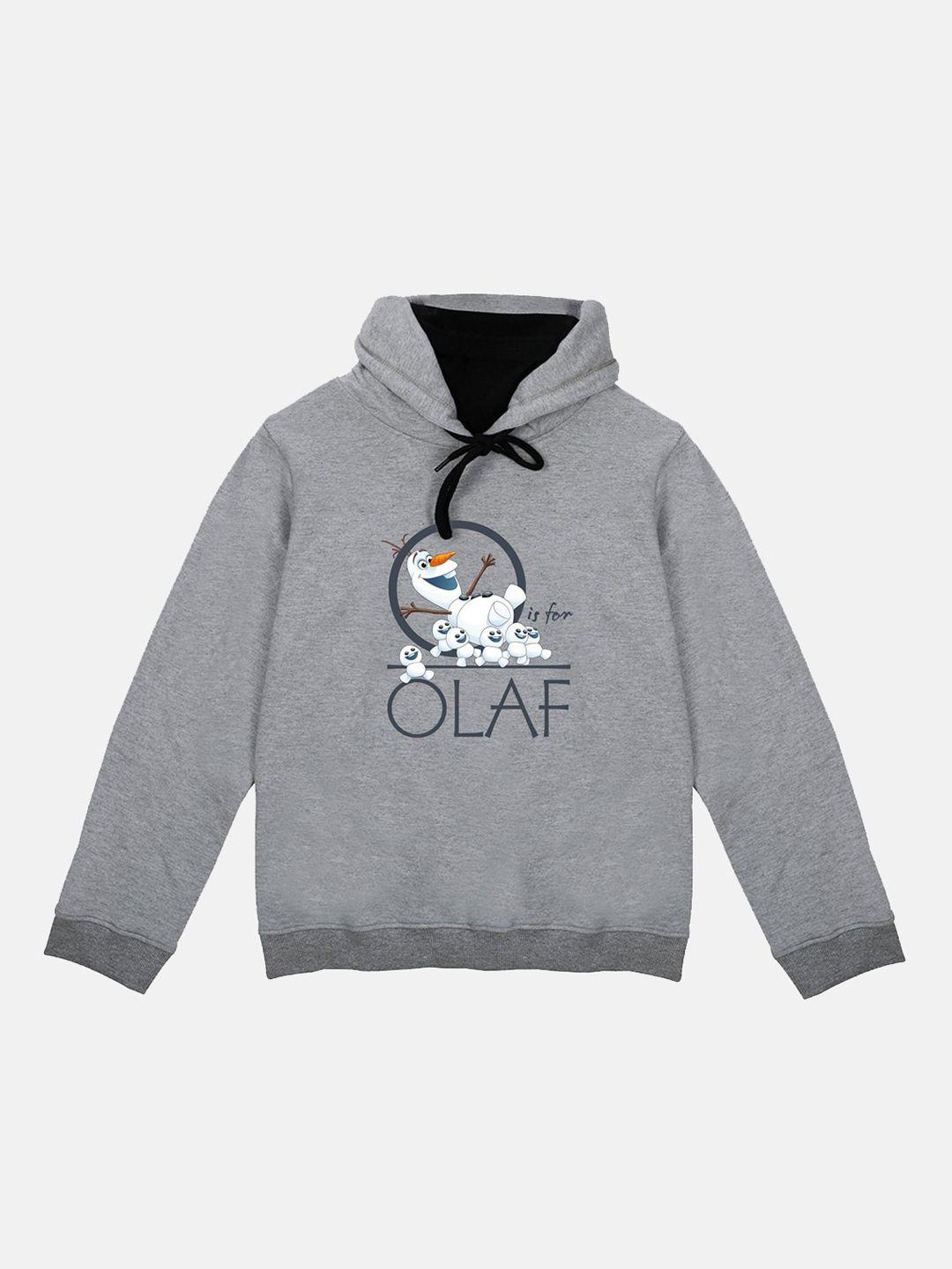disney by wear your mind kids grey & white olaf printed hooded sweatshirt