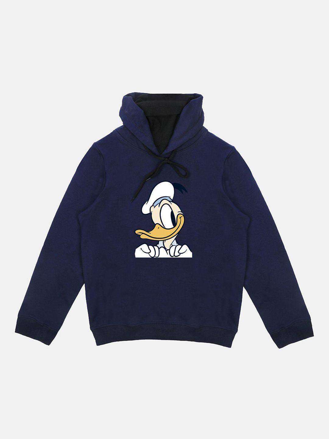 disney by wear your mind kids navy blue donald duck printed hooded sweatshirt
