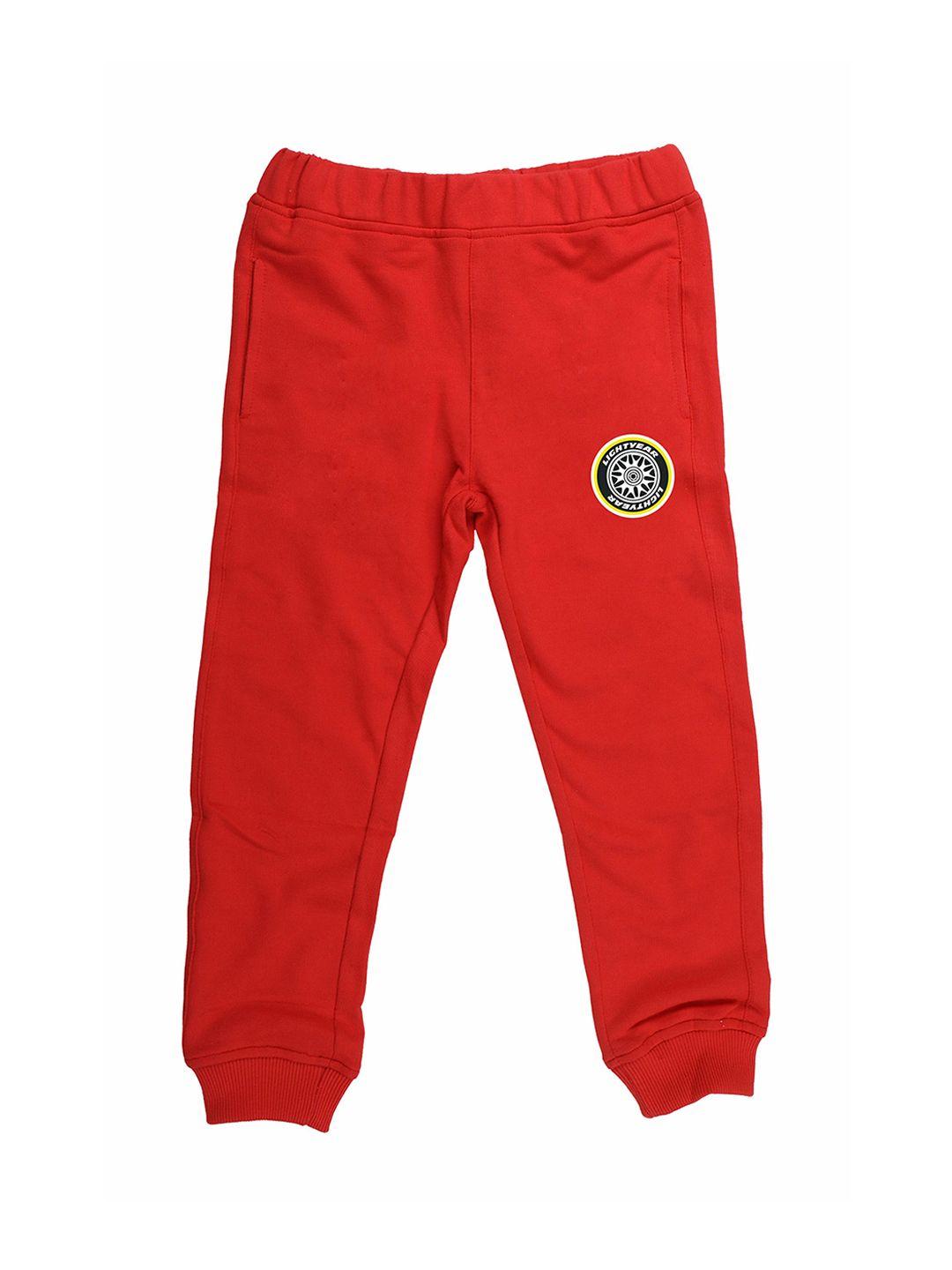 disney by wear your mind kids red regular fit solid joggers