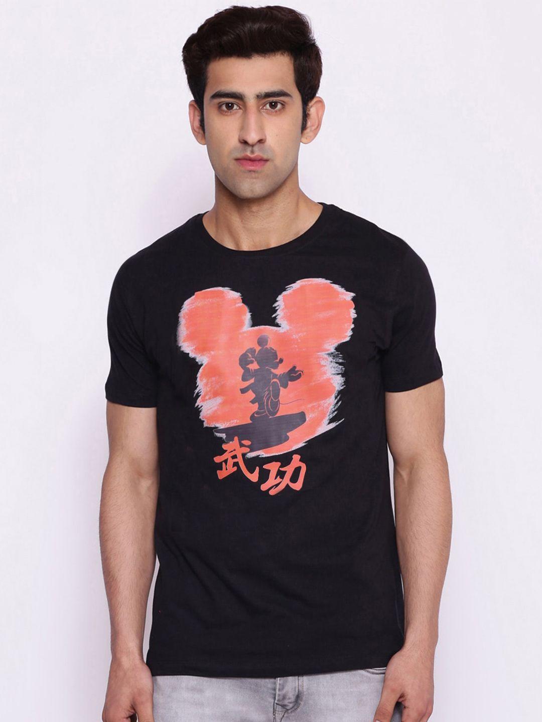 disney by wear your mind men black  red mickey mouse printed pure cotton t-shirt