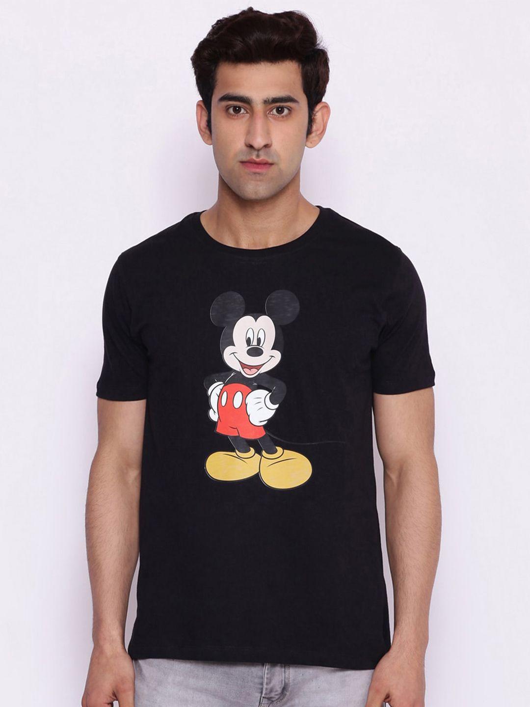 disney by wear your mind men black mickey mouse printed t-shirt