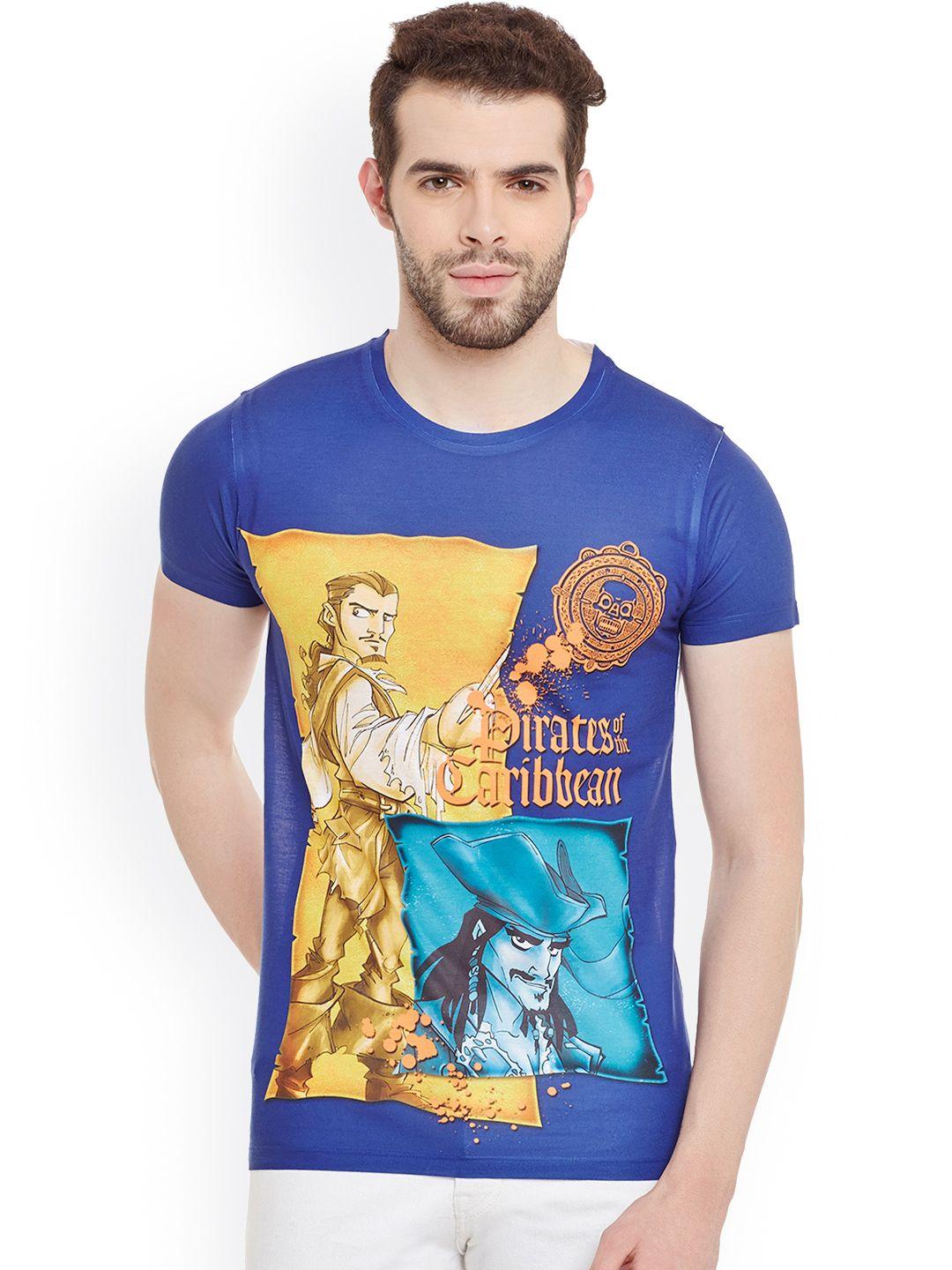 disney by wear your mind men blue printed round neck t-shirt