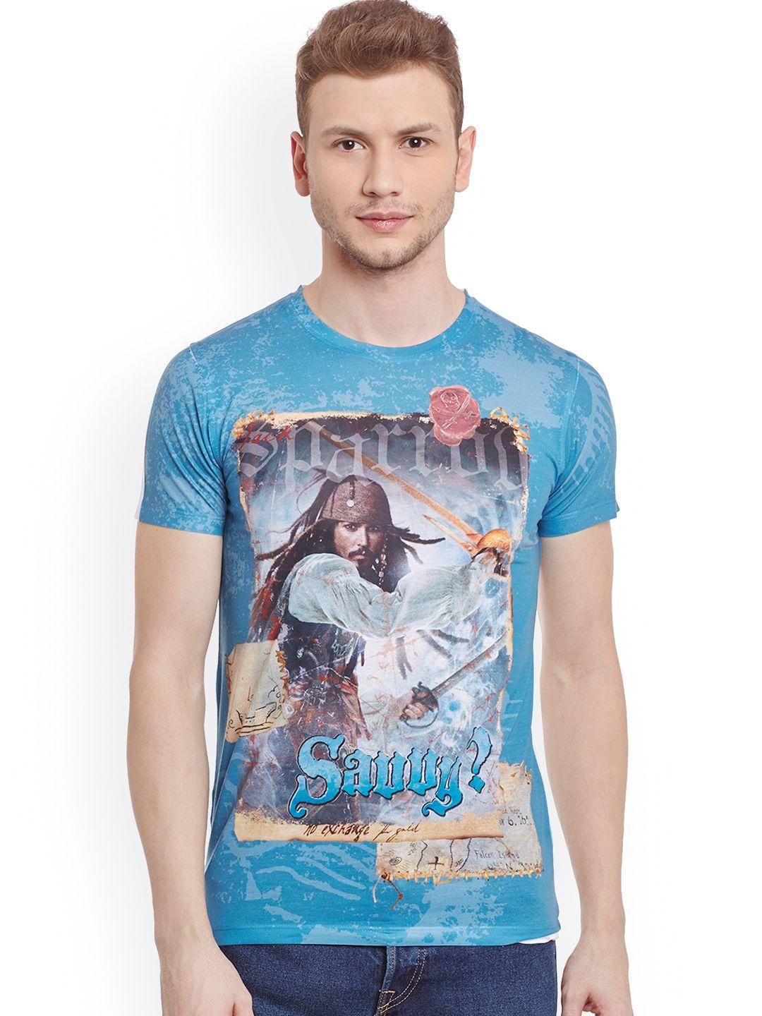 disney by wear your mind men blue printed round neck t-shirt