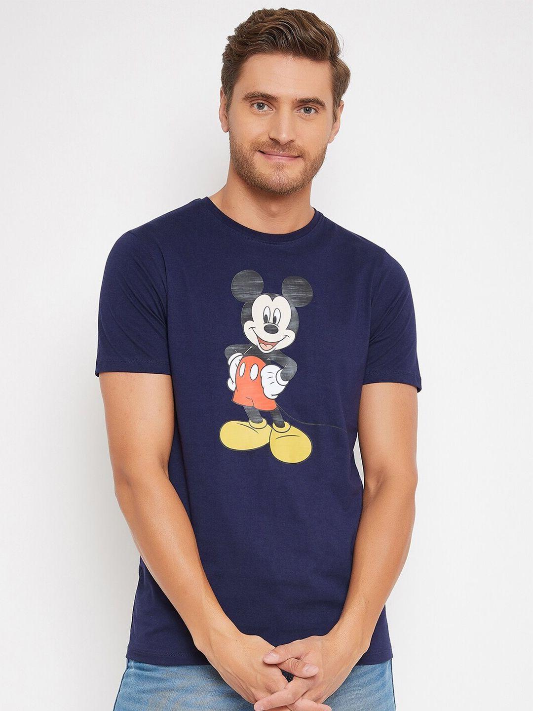 disney by wear your mind men navy blue printed applique t-shirt