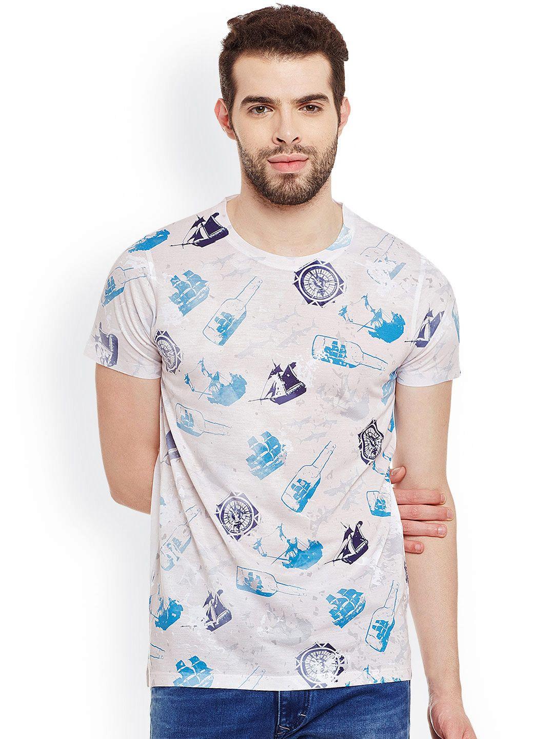 disney by wear your mind men off-white printed round neck t-shirt