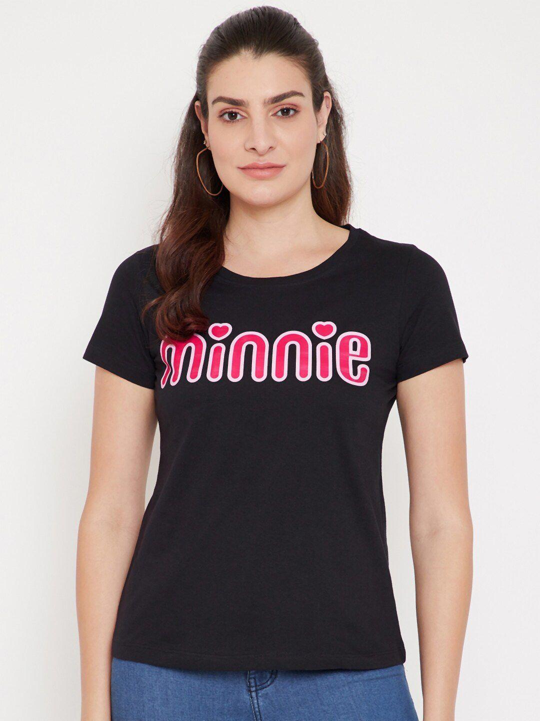 disney by wear your mind women black typography printed t-shirt