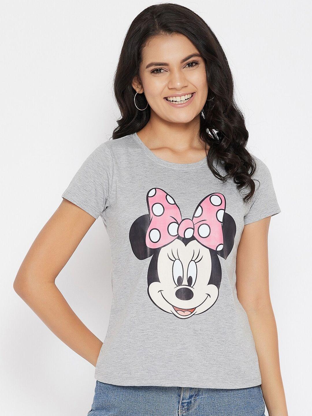 disney by wear your mind women grey minnie mouse printed t-shirt