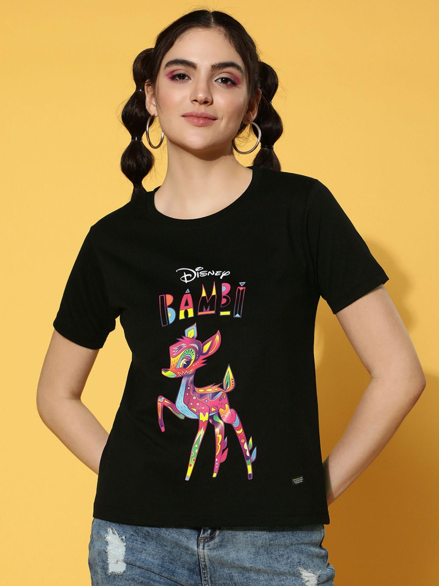 disney everyones bambi printed half sleeve regular fit t-shirt for women