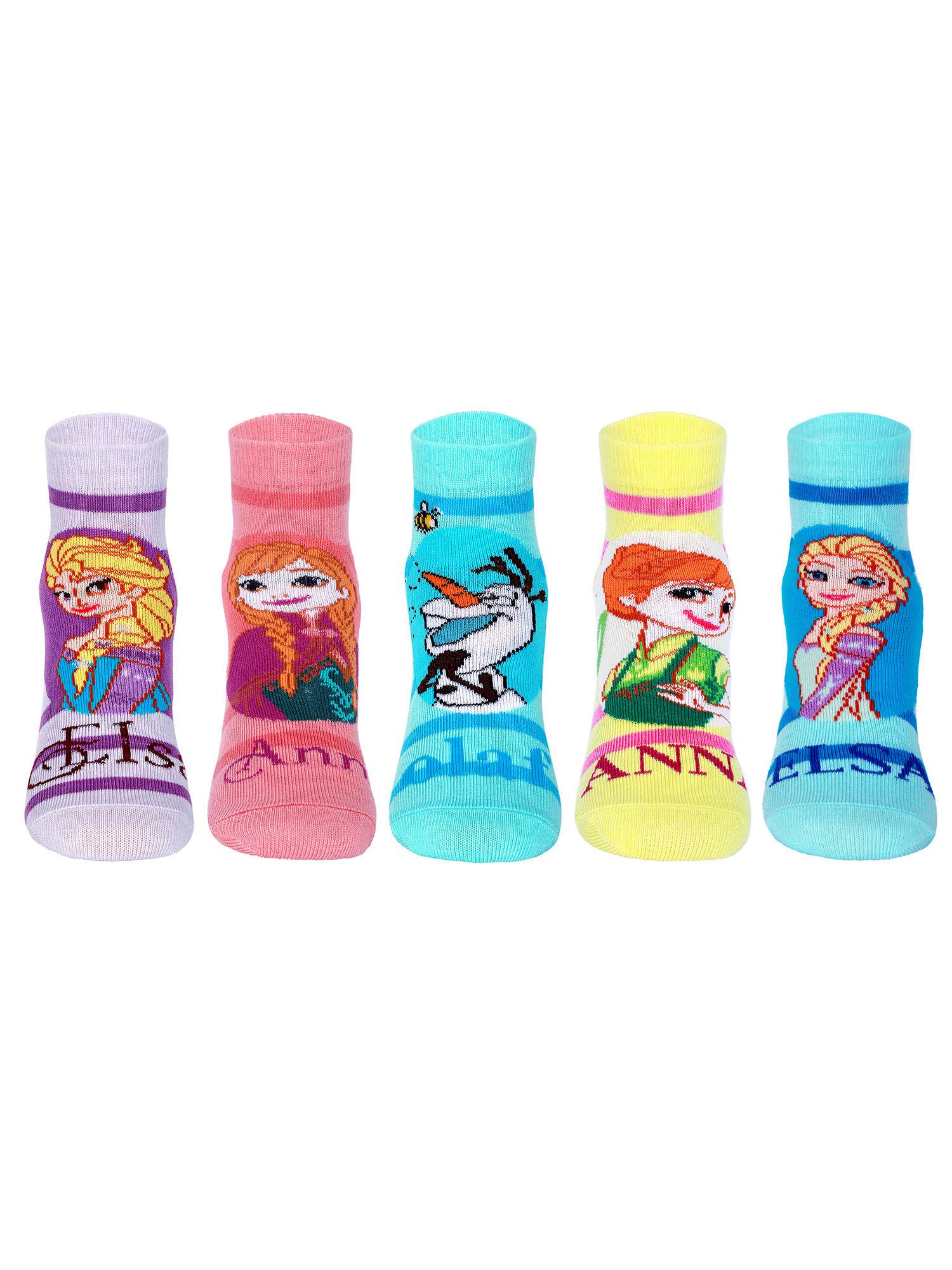 disney frozen ankle length socks collection for kids (pack of 5)