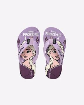 disney frozen print thong-strap slip-on flip-flops