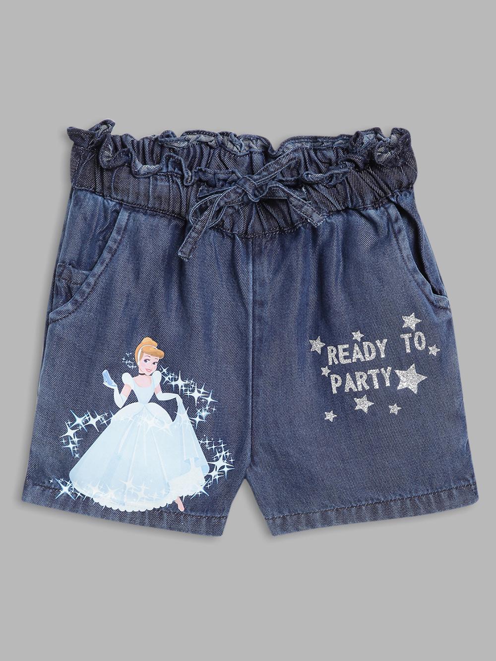 disney girls blue solid shorts